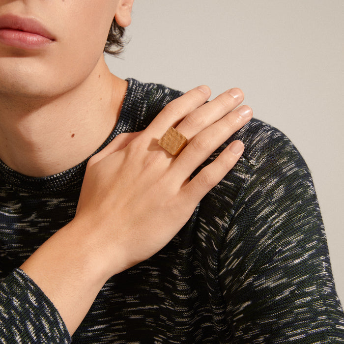 Pulse Recycled Signet Ring - Gold Plated