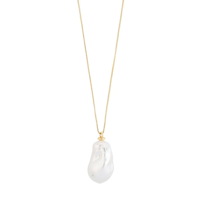 Sky Pearl Necklace - Gold Plated - White