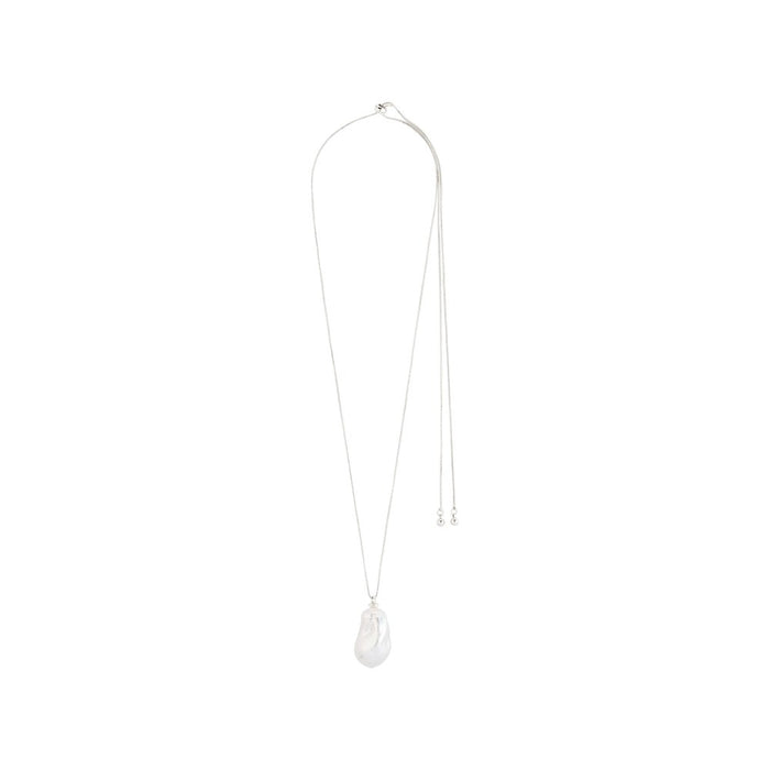 Sky Pearl Necklace - Silver Plated - White