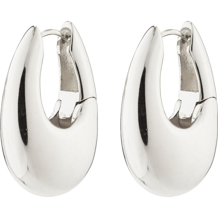 Autumn Chunky Retro Hoop Earrings - Silver Plated