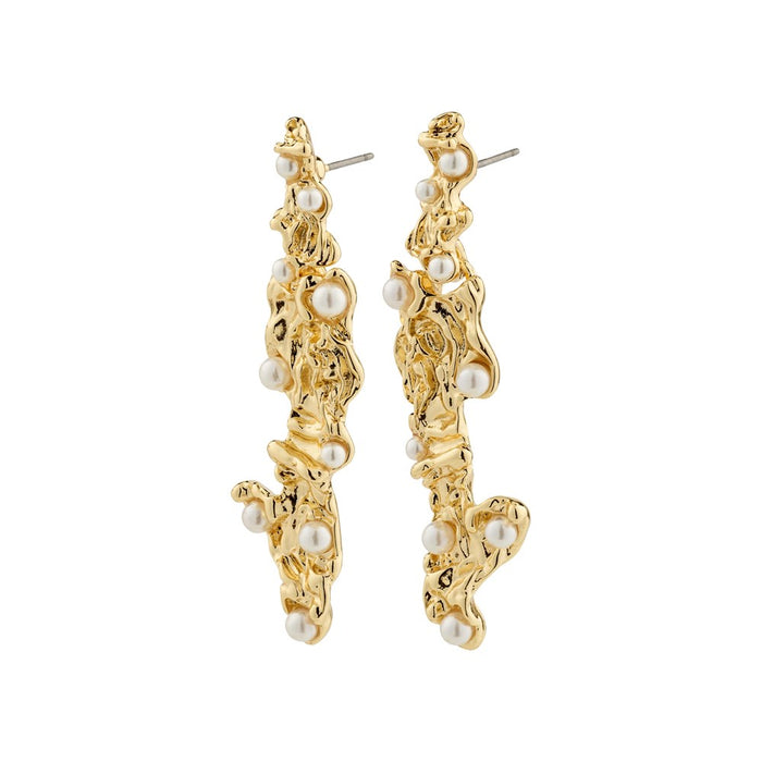 Jude Recycled Earrings - White - Gold Plated