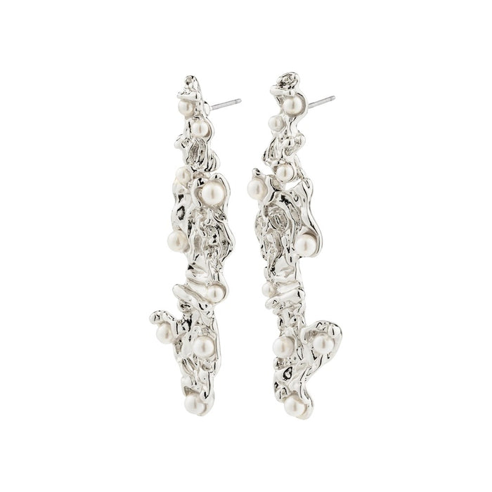 Jude Recycled Earrings - White - Silver Plated