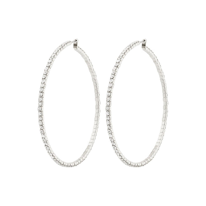 Sidney Crystal Hoop Earrings - Crystal - Silver Plated