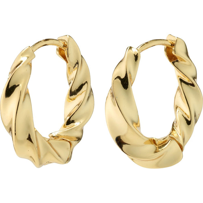 Taffy Recycled Medium Size Swirl Hoop Earrings - Gold Plated