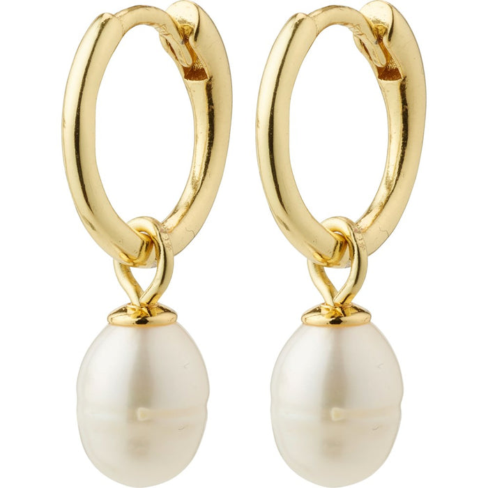 Berthe Recycled Pearl Hoop Earrings - Gold Plated