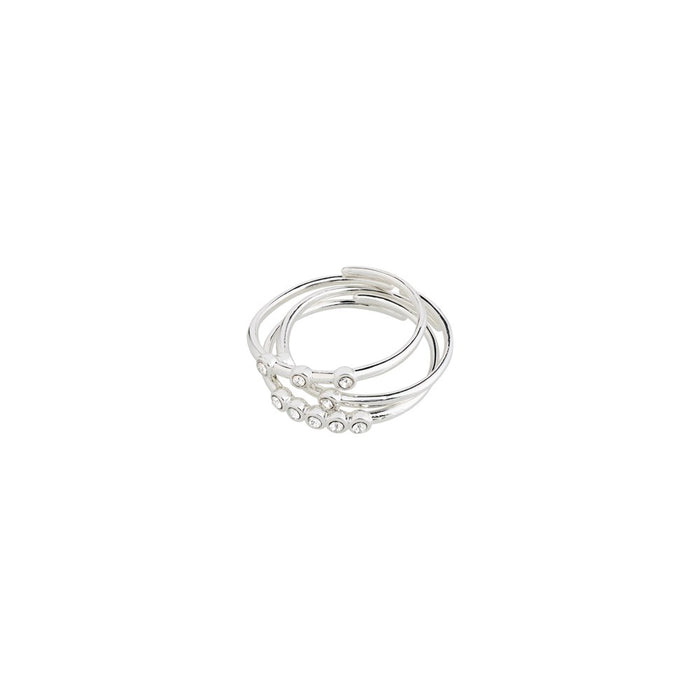 Sloan Recycled Rings 3-In-1 Set - Silver Plated - Crystal