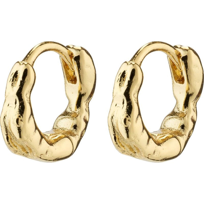 Eddy Recycled Organic Shaped Mini Huggie Hoops - Gold Plated