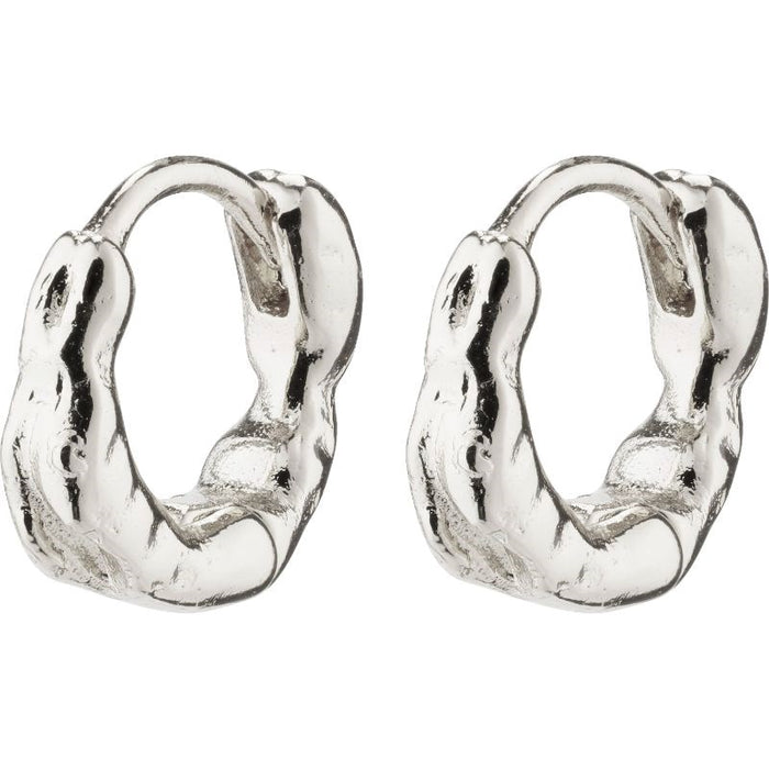 Eddy Recycled Organic Shaped Mini Huggie Hoops - Silver Plated