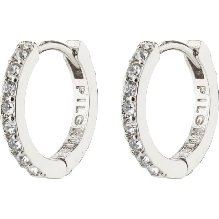 Ebna Small Crystal Hoops - Silver Plated