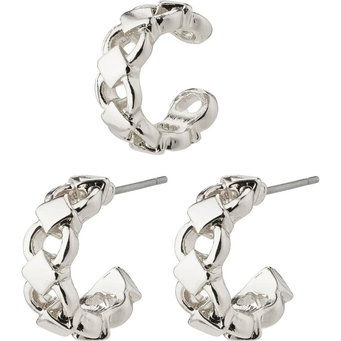 Desiree Recycled Hoop and Cuff Earrings - Silver Plated