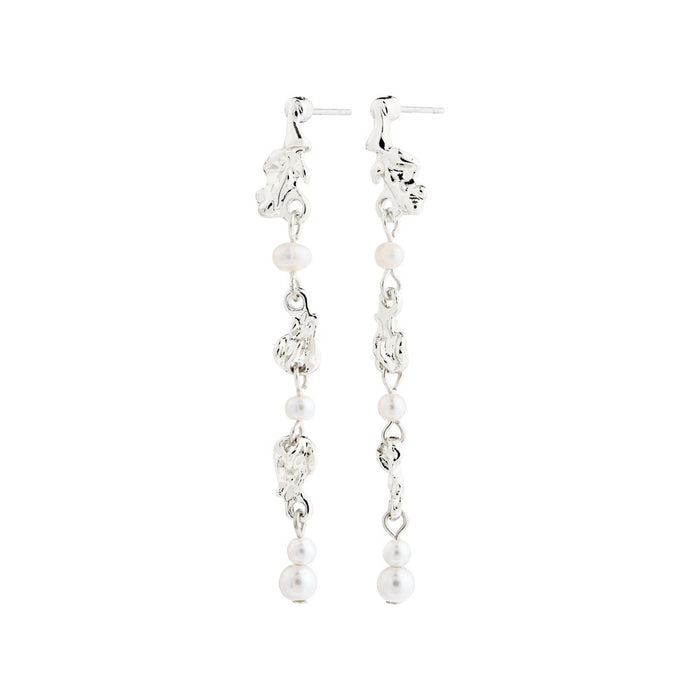 Sloan Pearl Earrings - Silver Plated - White