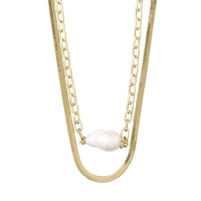 Gracefulness Necklace - White - Gold Plated