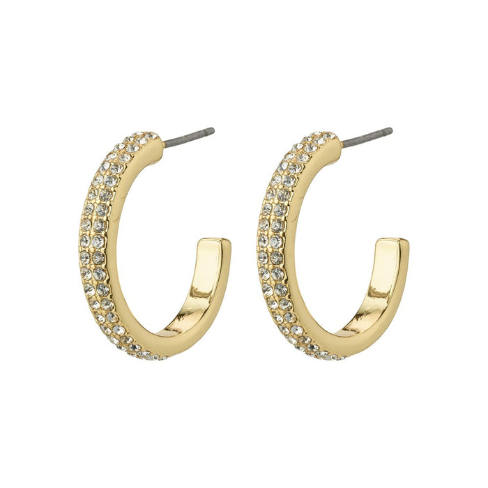 Heat Recycled Crystal Hoop Earrings - Gold Plated