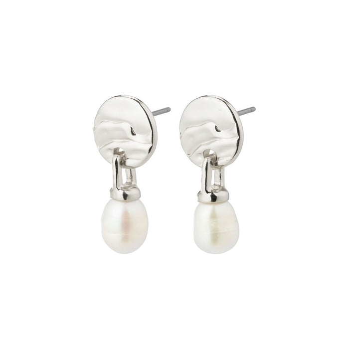 Heat Recycled Freshwater Pearl Earrings - Silver Plated