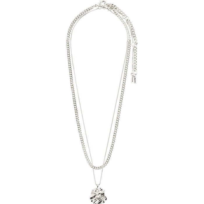 Willpower Curb Chain and Coin Necklace 2-In-1 Set - Silver Plated