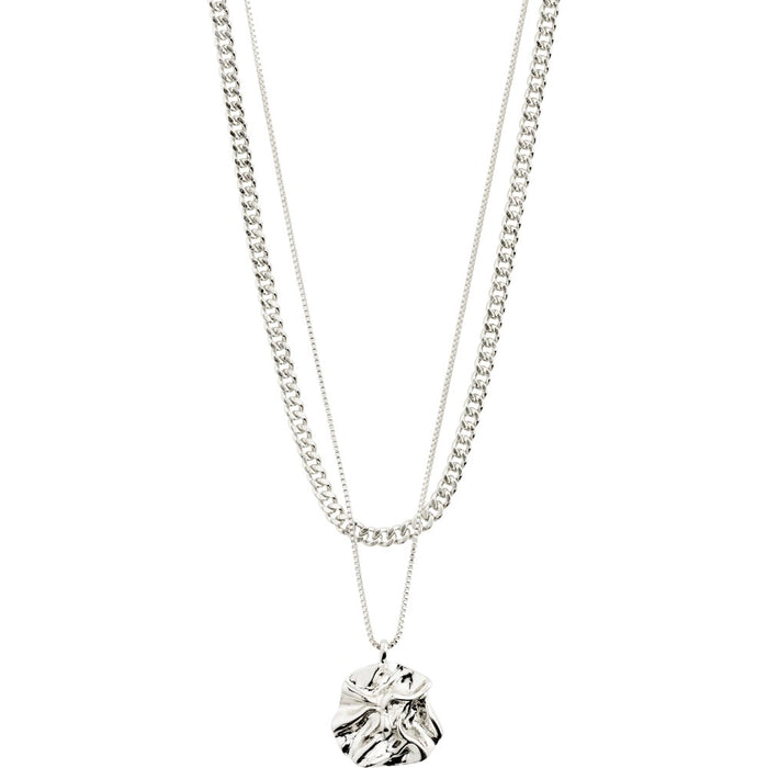 Willpower Curb Chain and Coin Necklace 2-In-1 Set - Silver Plated