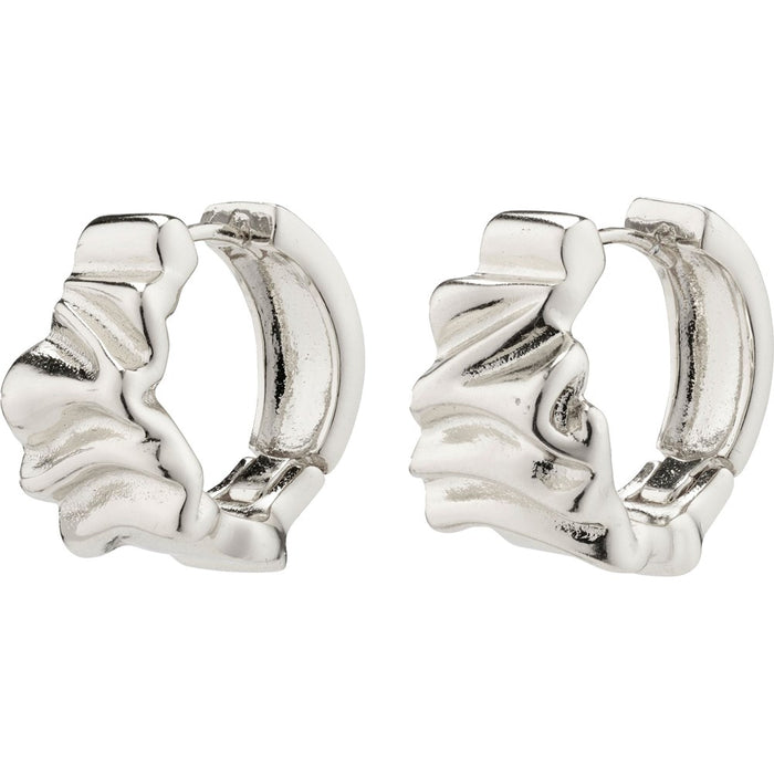 Willpower Recycled Huggie Hoop Earrings - Silver Plated