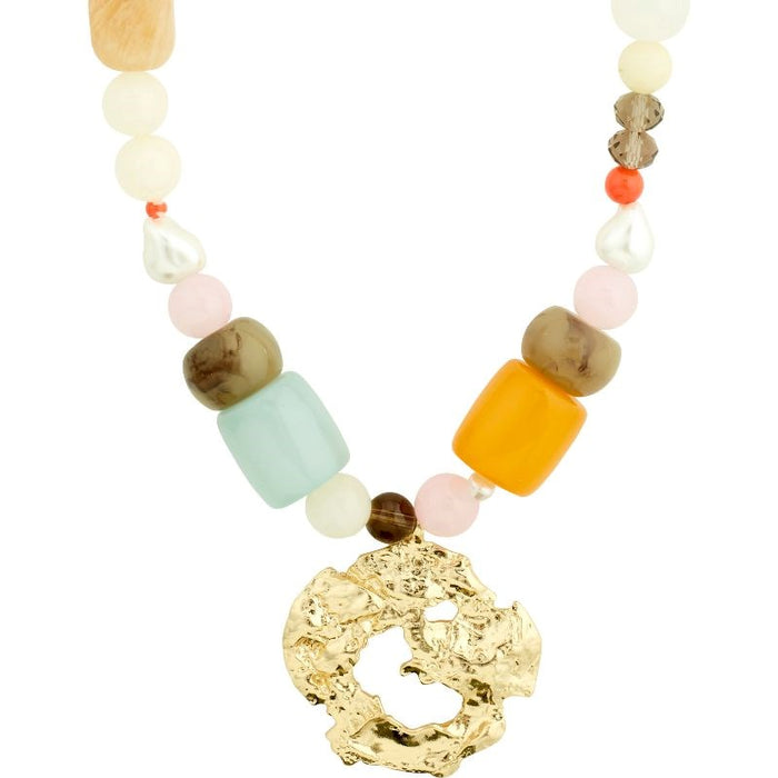 Smile Statement Necklace - Gold Plated - Multicolored