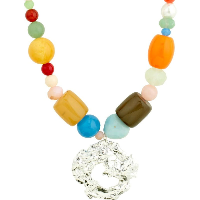 Smile Statement Necklace - Silver Plated - Multicolored