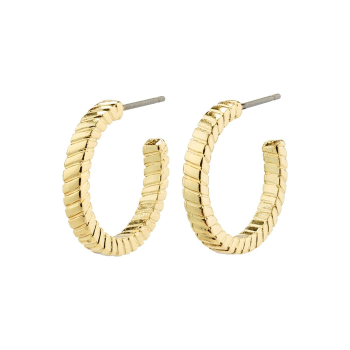 Ecstatic Square Snake Chain Hoop Earrings - Gold Plated