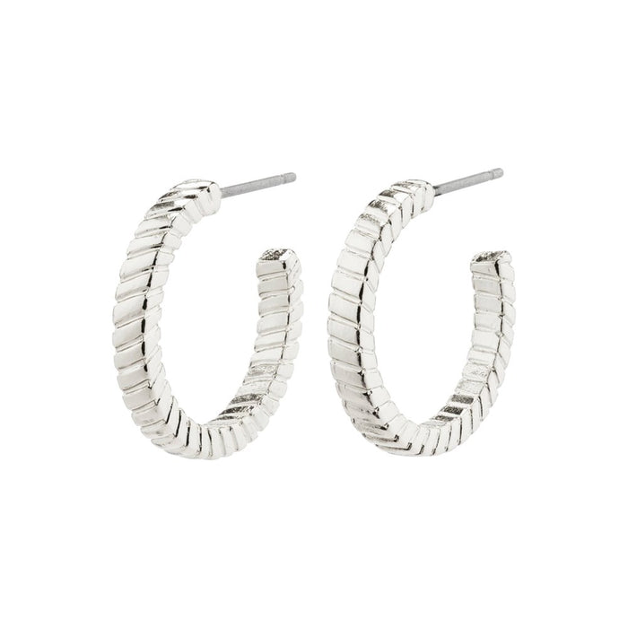 Ecstatic Square Snake Chain Hoop Earrings - Silver Plated