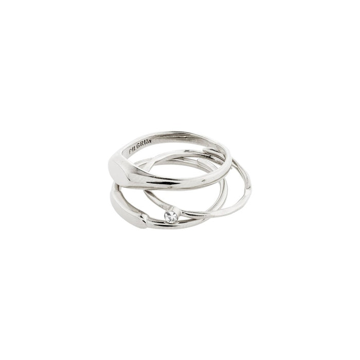 Ecstatic Stackable Rings 3-In-1 Set - Silver Plated