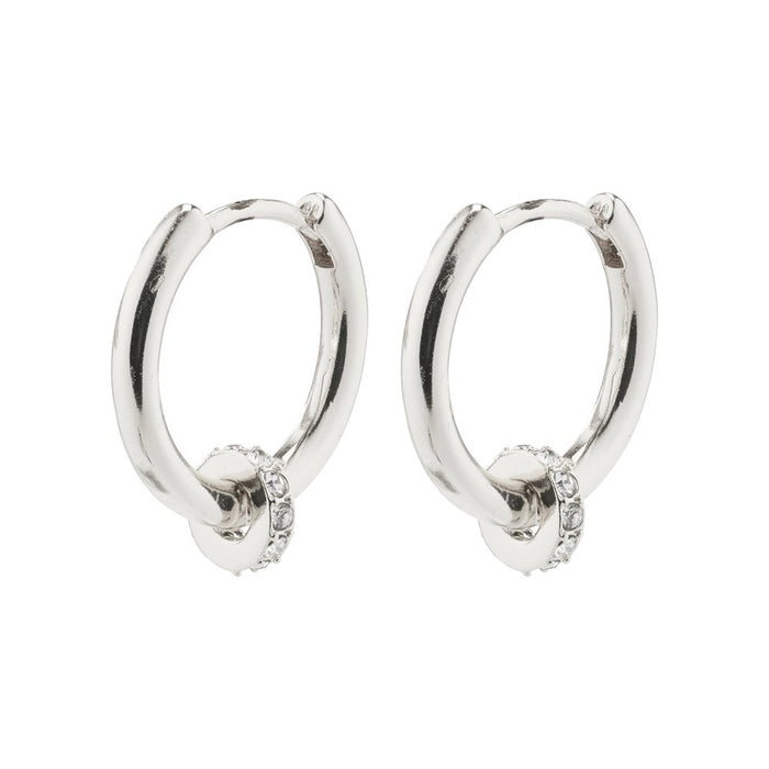 Ecstatic Huggies Hoop Crystal Earings - Silver Plated