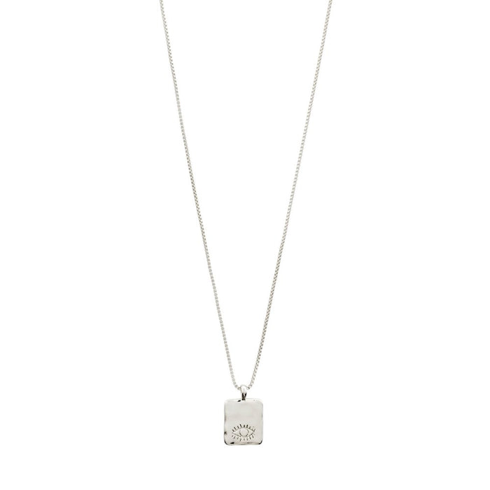 Thankful Square Pendant Necklace - Silver Plated