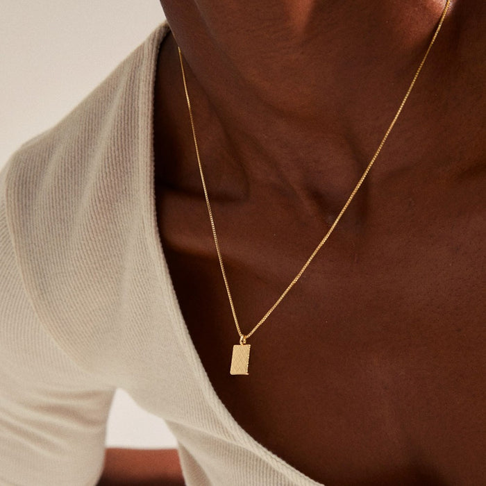 Blossom Recycled Square Coin Necklace - Gold Plated