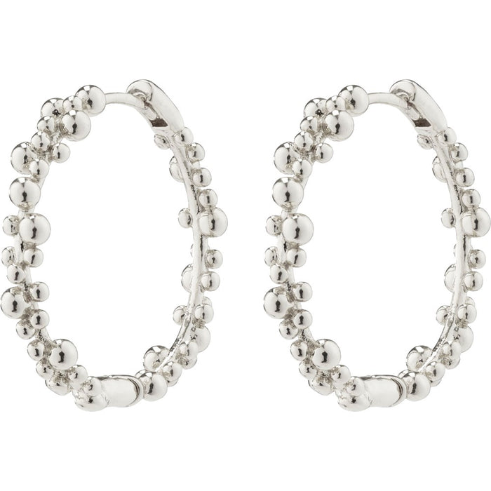 Solidarity Recycled Large Bubbles Hoop Earrings - Silver Plated