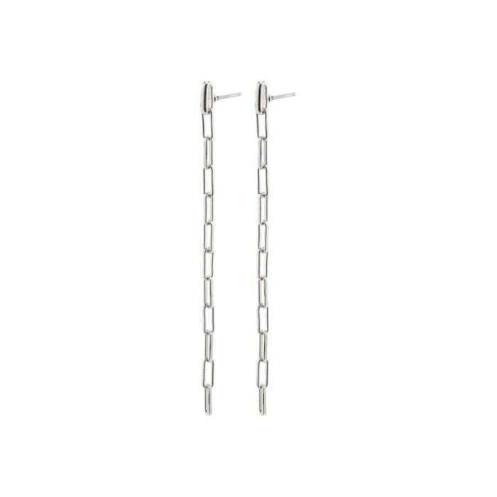 Thilde Long Chain Earrings - Silver Plated