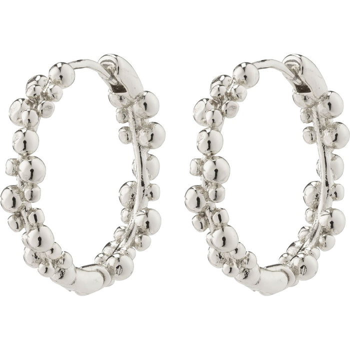 Solidarity Recycled Medium Bubbles Hoop Earrings - Silver Plated