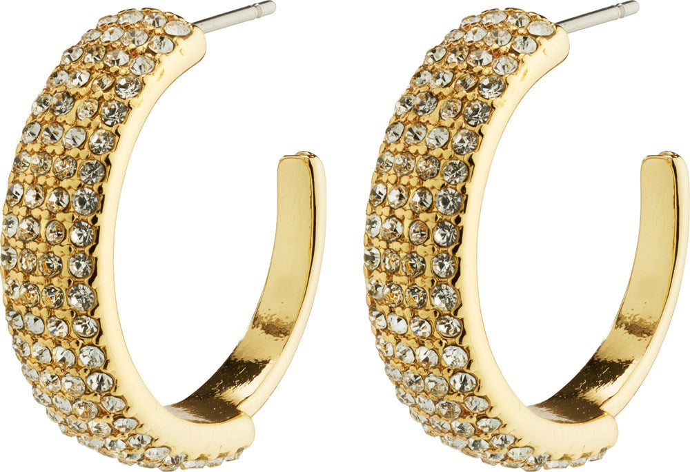 Aspen Recycled Crystal Hoops - Gold Plated