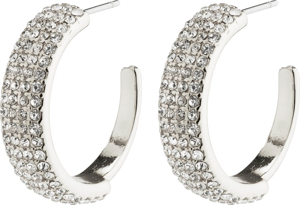 Aspen Recycled Crystal Hoops - Silver Plated