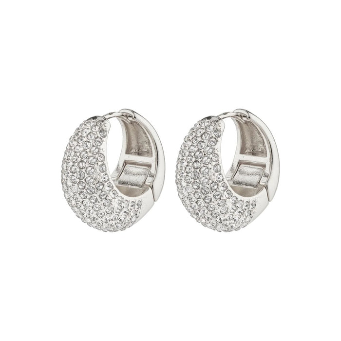 Naomi Recycled Crystal Hoops - Silver Plated