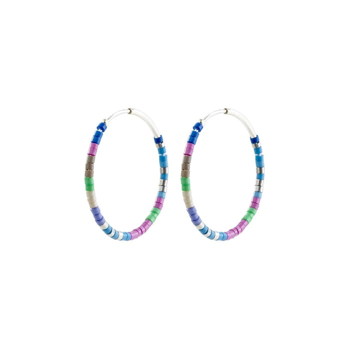 Alison Hoop Earrings Blue - Silver Plated