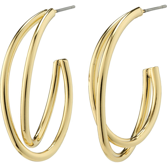 Angelica Graphic Hoop Earrings - Gold Plated