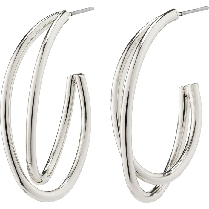 Angelica Graphic Hoop Earrings - Silver Plated