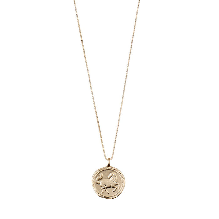 Aries Zodiac Sign Necklace - Gold Plated - Crystal