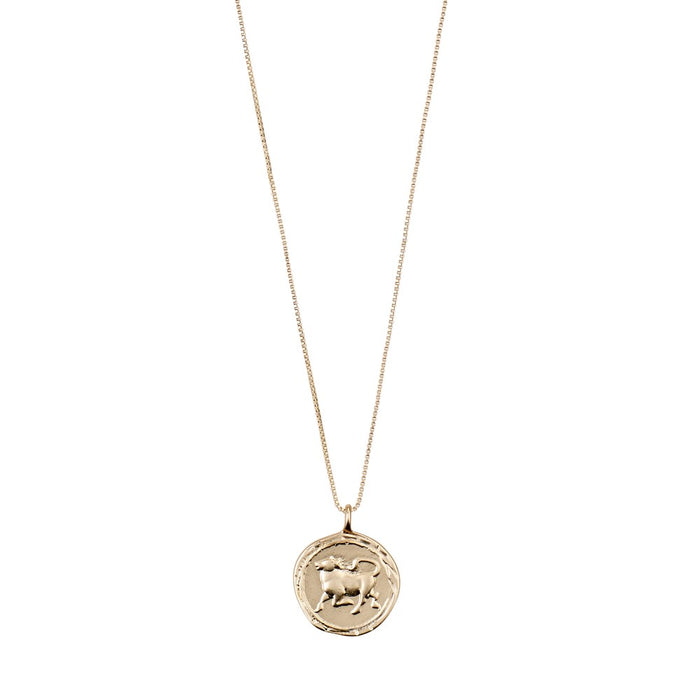 Taurus Zodiac Sign Necklace - Gold Plated - Crystal