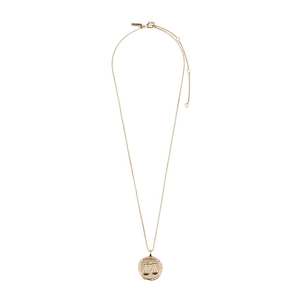 Libra Zodiac Sign Necklace - Gold Plated - Crystal