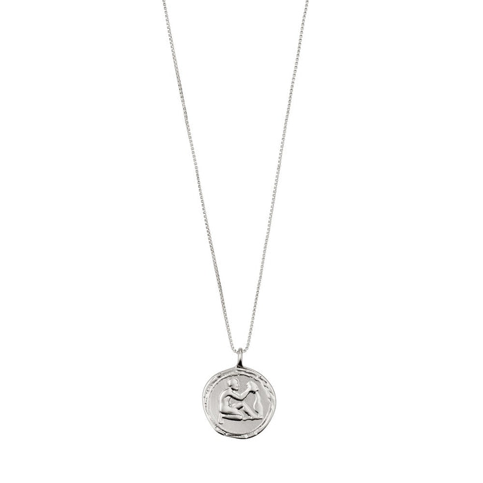 Aquarius Zodiac Sign Necklace - Silver Plated - Crystal