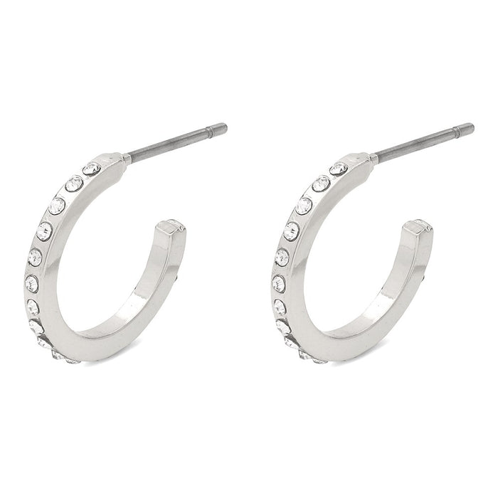 Roberta Pi Earrings - Silver Plated Crystal - 12mm