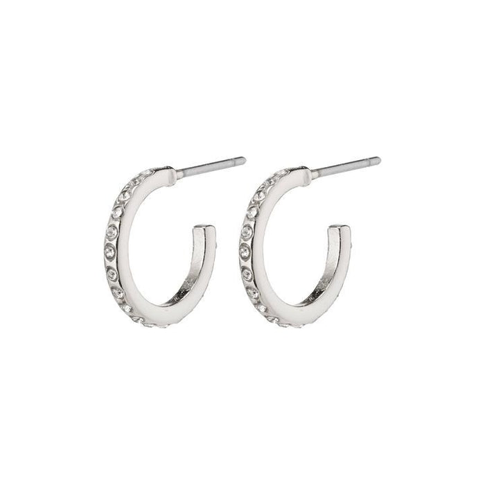 Roberta Pi Earrings - Silver Plated Crystal - 12mm