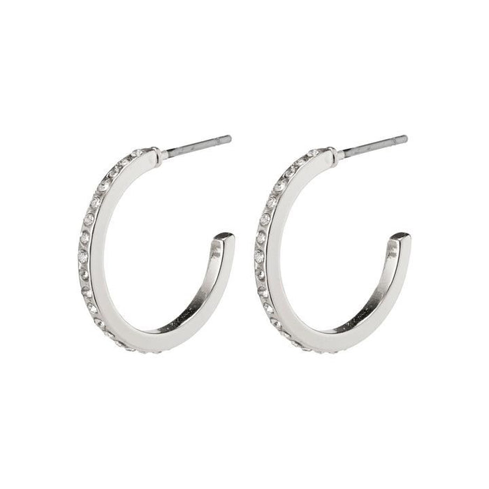 Roberta Pi Earrings - Silver Plated Crystal - 17mm