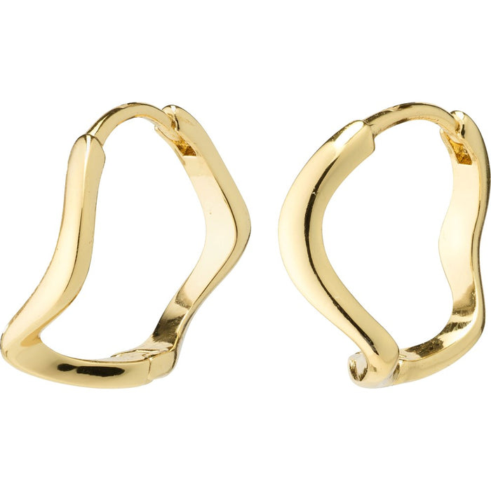 Alberte Organic Shape Hoop Earrings - Gold Plated