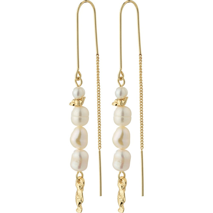 Berthe Pearl Chain Earrings - Gold Plated