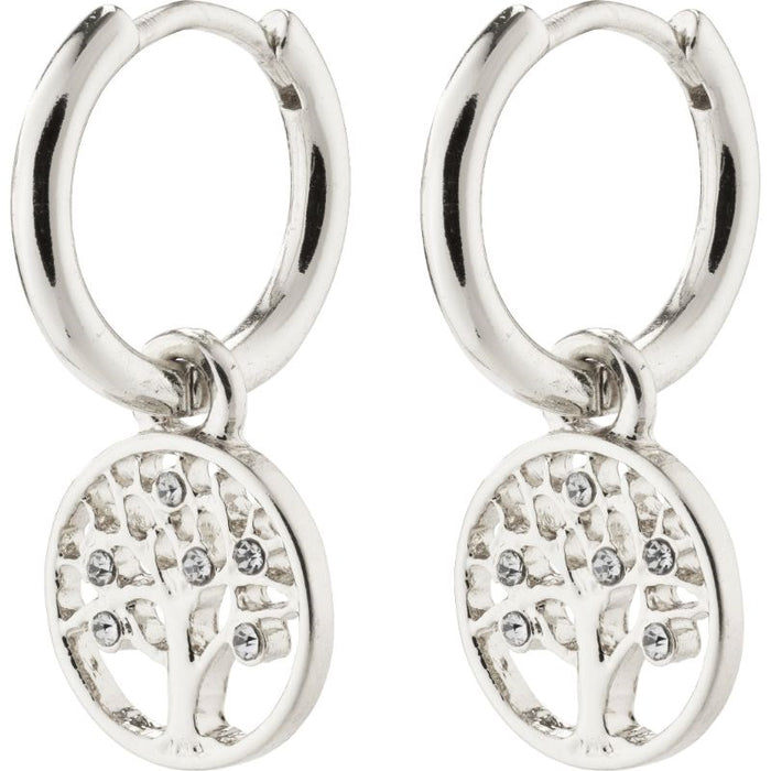 Iben Recycled Tree-Of-Life Hoop Earrings - Silver Plated