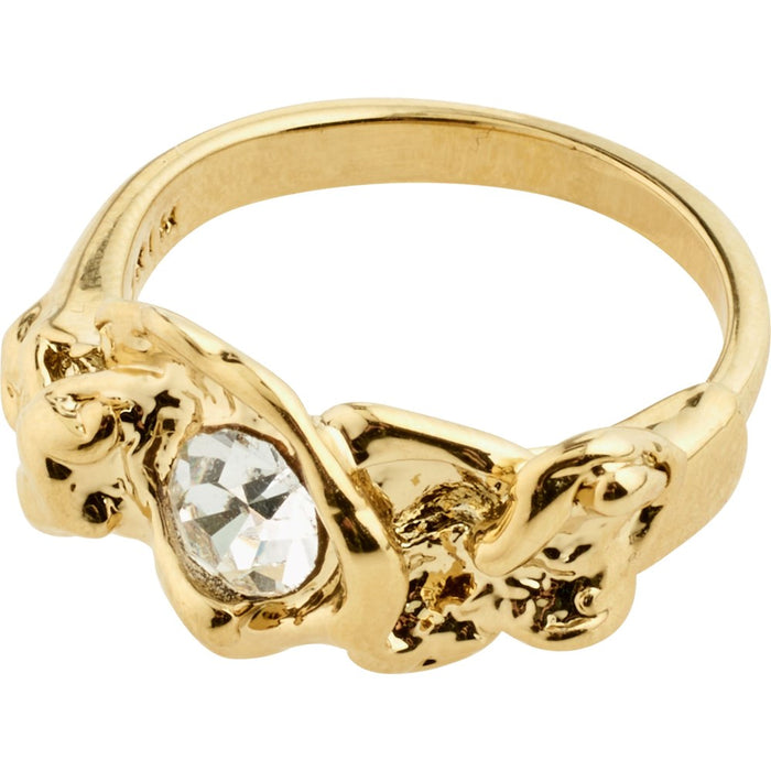 Tina Recycled Organic Shape Crystal Ring - Gold Plated