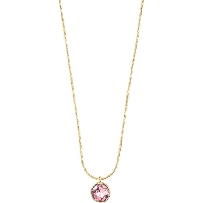 Callie Recycled Crystal Pendant Necklace  - Gold Plated - Rose